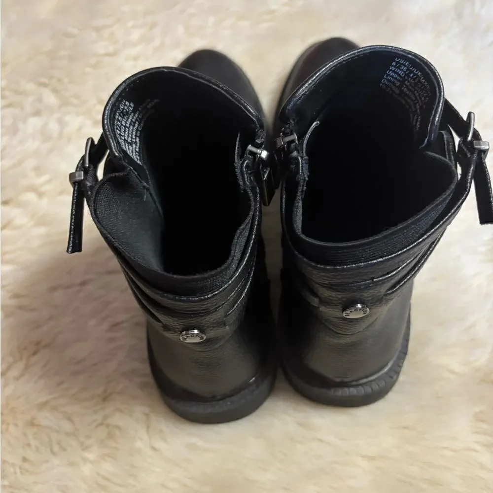 Kenneth Cole Reaction Womens Wind Lug Buckle Leather Booties size 6